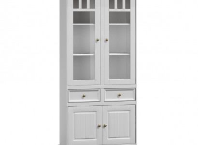 Classic living room furniture white brown wood showcase display cabinet furniture